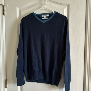 Men’s Small Calvin Klein Cotton Cashmere Navy Banded Sweater